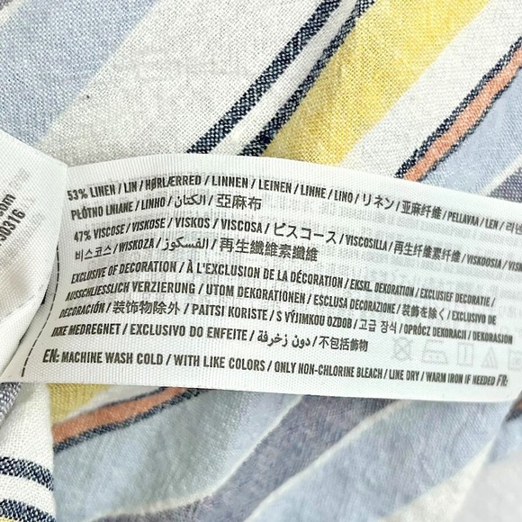 Abercrombie Fitch Women's Size M Linen‎ Blend Striped Shirt Crop Tie Front - Picture 4 of 7